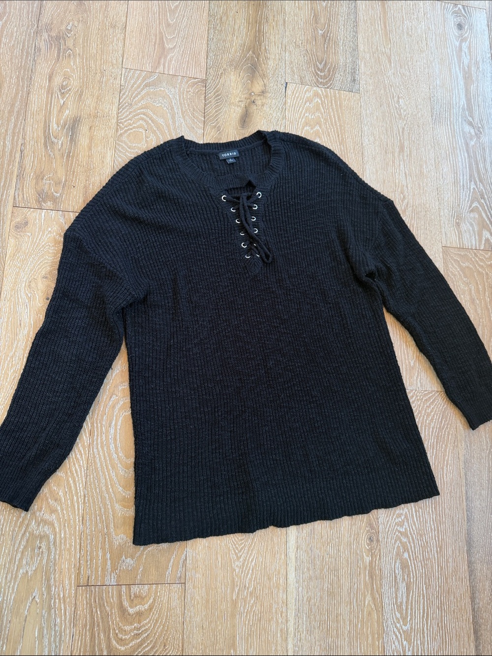 Torrid Black Lace Up / Tie Front Sweater Size 2X